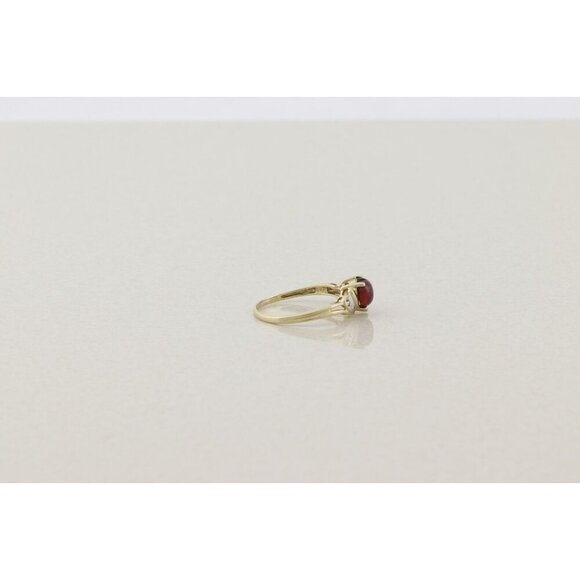 10k Yellow Gold Natural Garnet & Diamond Ring Size 7 1/4 - Picture 7 of 7